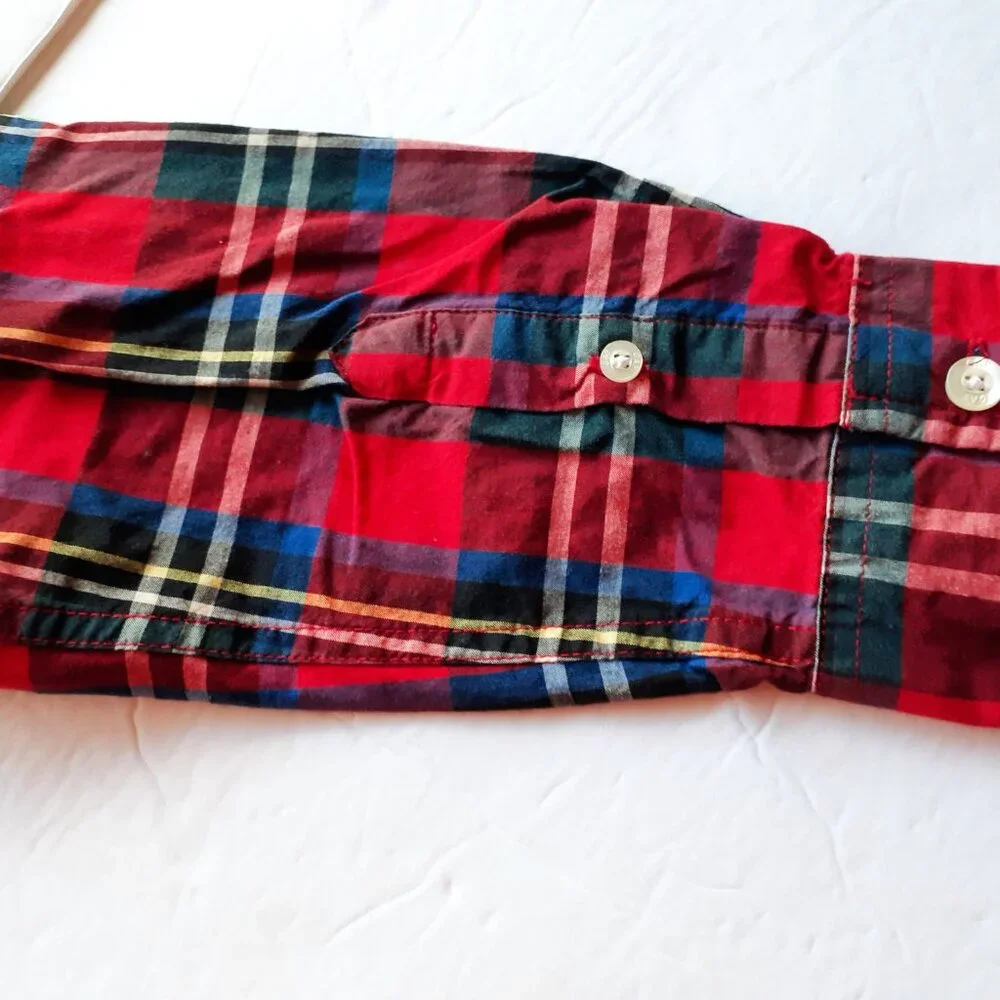 Gap Boys Shirt Button Down Red Plaid Long Sleeve Christmas Holiday XL 12